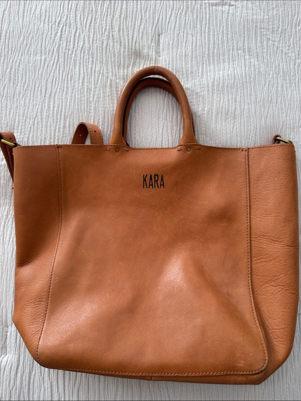 Madewell Brown Leather Tote with Top Handles & crossbody strap - Picture 2 of 7